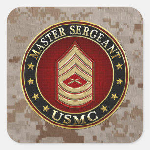 U.S. Marines: Hoofdinspecteur (USMC MSgt) [3D] Vierkante Sticker