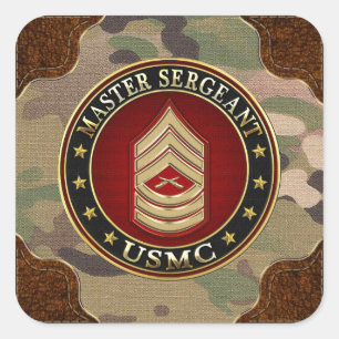 U.S. Marines: Hoofdinspecteur (USMC MSgt) [3D] Vierkante Sticker