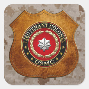 U.S. Marines: Luitenant-kolonel (USMC LtCol) [3D] Vierkante Sticker