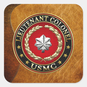 U.S. Marines: Luitenant-kolonel (USMC LtCol) [3D] Vierkante Sticker