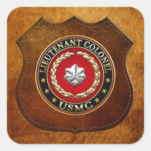 U.S. Marines: Luitenant-kolonel (USMC LtCol) [3D] Vierkante Sticker