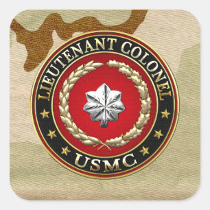 U.S. Marines: Luitenant-kolonel (USMC LtCol) [3D] Vierkante Sticker
