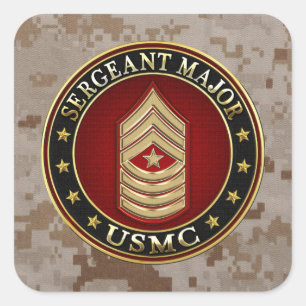 U.S. Marines: Sergeant-majoor (USMC SgtMaj) [3D] Vierkante Sticker