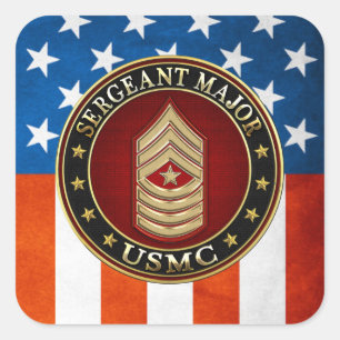 U.S. Marines: Sergeant-majoor (USMC SgtMaj) [3D] Vierkante Sticker