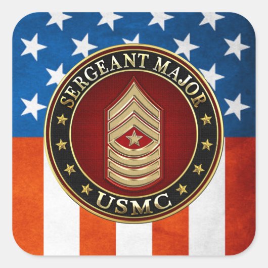 U.S. Marines: Sergeant-majoor (USMC SgtMaj) [3D] Vierkante Sticker (Voorkant)