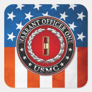 U.S. Marines: Warrant Officer One (USMC WO-1) [3D] Vierkante Sticker