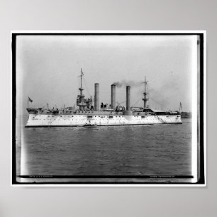 U.S.S. Brooklyn, Cruiser, oorlogsschip C1900 Poster