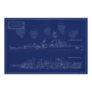 U.S.S. The Sullivans Fijne Kunst Blauwdruk Foto Afdruk