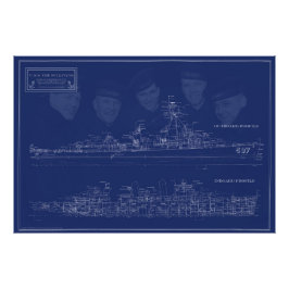 U.S.S. The Sullivans Fine Art Blueprint Foto Afdruk