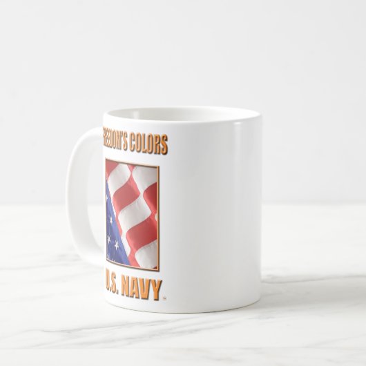 U.S. Tasse blanche classique de marine (Devant gauche)