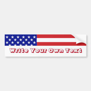 U.S. Vlag - schrijf Uw Eigen Tekst Bumpersticker