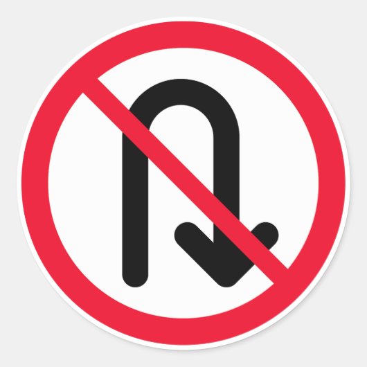 U Tourner Signal interdit | Stickers ronds classiq (Devant)