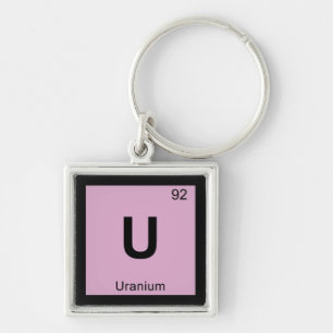 U - Uranium Chemie Periodiek Systeem Symbool Sleutelhanger