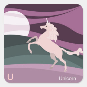 U voor eenhoorn Sticker