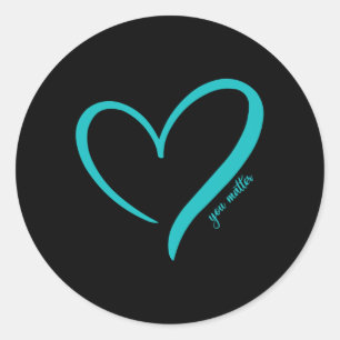 U Zelfmoordpreventie Bewustzijn Blauwgroen Paarse Ronde Sticker