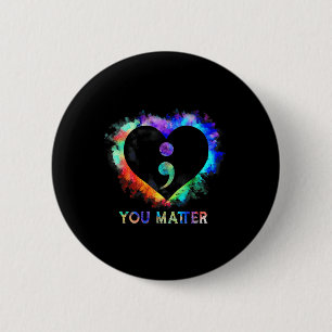 U Zelfmoordpreventie Bewustzijn Semicolon Hart Ronde Button 5,7 Cm