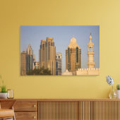UAE, Dubai. Minaret moskee in Al Wasl, met Canvas Afdruk (Insitu (Woonkamer))