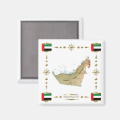 UAE Map + Flags Magnet Magneet (Voorkant / Achterkant)