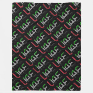 UAE United Arab Emirates Flag Colors Typography Fleece Deken