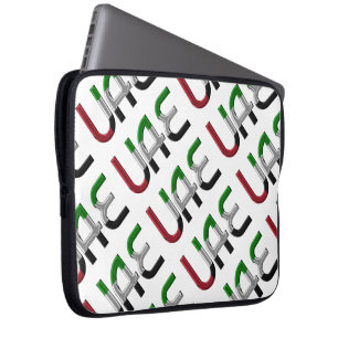 UAE United Arab Emirates Flag Colors Typography Laptop Sleeve