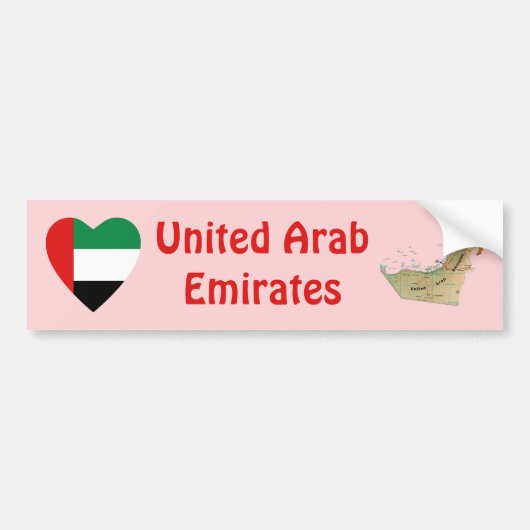UAE-vlag — Hart + Kaart Bumpersticker (Voorkant)