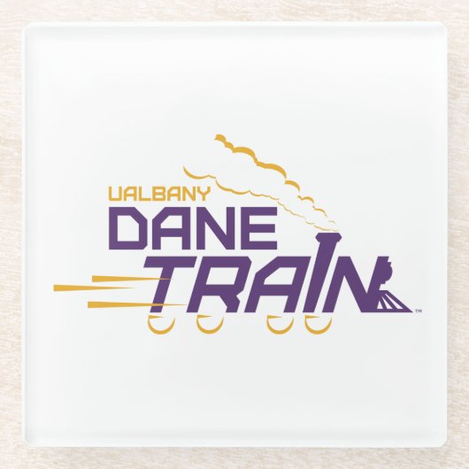 UAlbany Dane Train Logo Glazen Onderzetter (Voorkant)