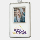 UAlbany Dane Train Logo Verzilverd Kader Ornament (Links)