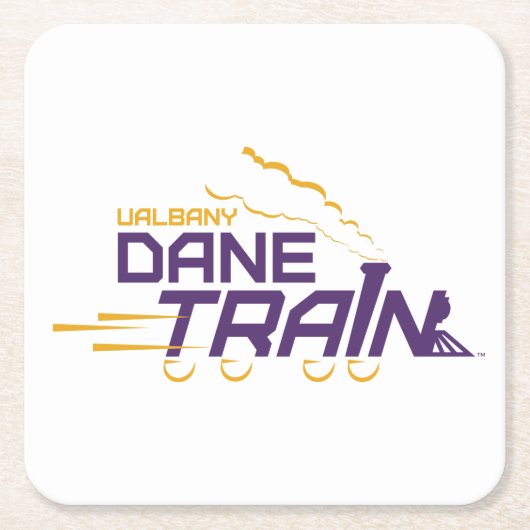 UAlbany Dane Train Logo Vierkante Kartonnen Onderzetter (Voorkant)