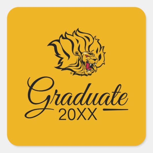 UAPB Golden Lions Afstuderen Vierkante Sticker (Voorkant)