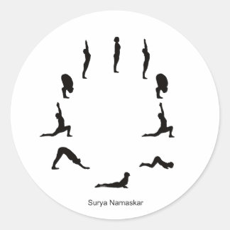 Über Aufkleber – Surya Namaskara Ronde Sticker