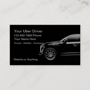 Uber-bestuurder rit Aanmelding taxi zakelijke kaar Visitekaartje