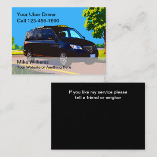 Uber-chauffeur neemt contact op met oproepkaarten visitekaartje