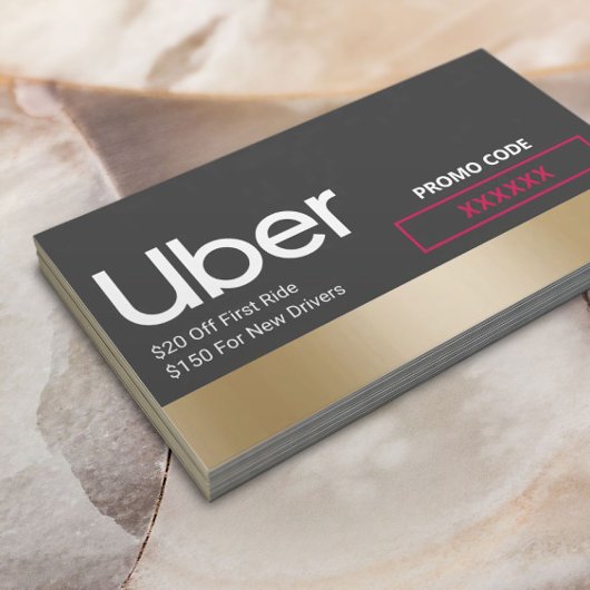 Uber Driver Modern Gold Border Reference Aanbevelingskaartje