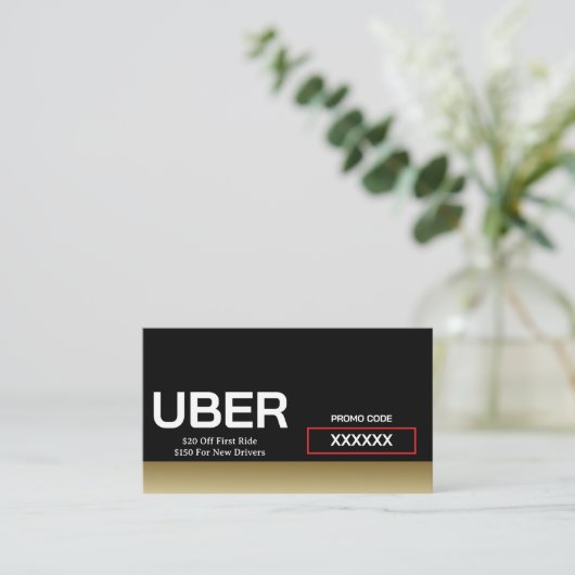 Uber Driver Modern Gold Border Reference Visitekaartje (Staand voorkant)