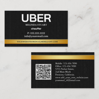 Uber Driver Modern Gold Border Referral QR CODE Visitekaartje
