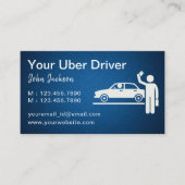 Uber Driver Taxi Limo Cool Blue Metal QR-code Visitekaartje (Voorkant)