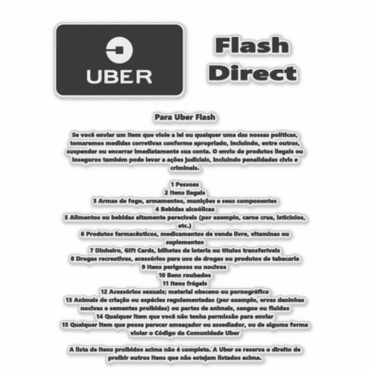 Uber Flash Direct Diretrizes Sticker (Voorkant)