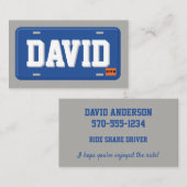 Uber Lyft Driver Blue en Grey License Bord Visitekaartje (Voorkant / Achterkant)