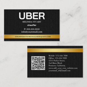 Uber-stuurprogramma moderne gouden rand verwijzing visitekaartje