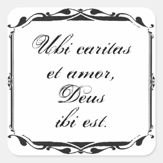 Ubi Caritas et Amor Wedding Sticker Sjabloon (Voorkant)