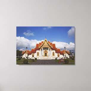 Ubosot-hal of Bot, Wat Benchamabophit, Bangkok, Canvas Afdruk
