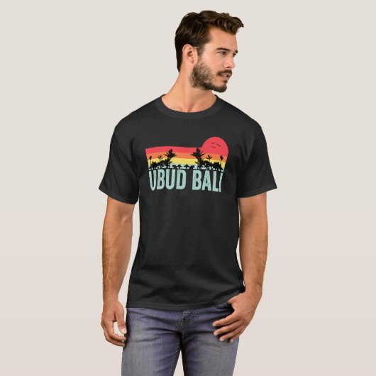 Ubud Bali Retro Sunset Vacation Holiday T-shirt (Voorkant volledig)