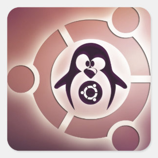 Ubuntu Linux Circle of Friends Logo met Tux Vierkante Sticker