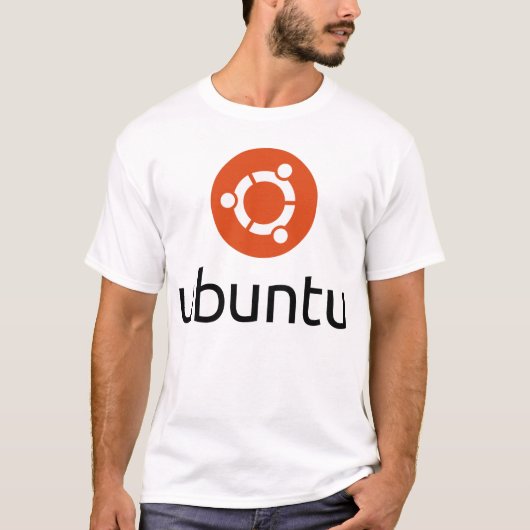 Ubuntu Mannen T-shirts grote zwarte logo (Voorkant)