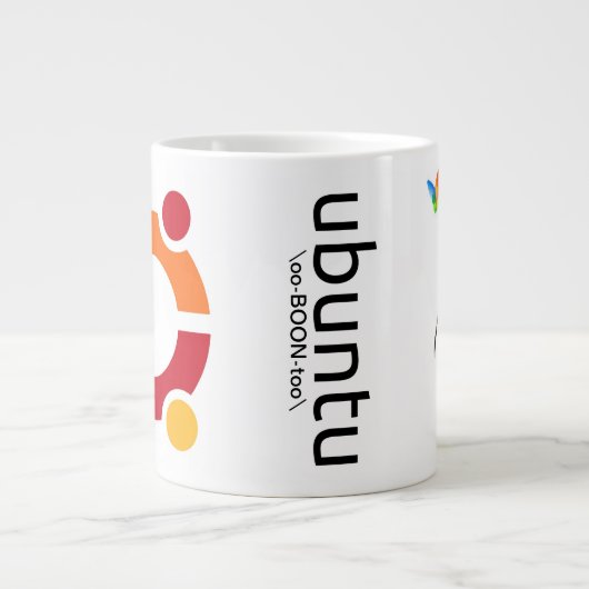 Ubuntu-mok met Windows met Tux-staal Jumbo Mok (Voorkant)