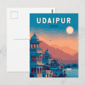 Udaipur India Illustratie Reizen Art Vintage Briefkaart (Voorkant / Achterkant)