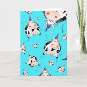 Udder-ly Amazing Cartoon Koe Birthday Card Kaart