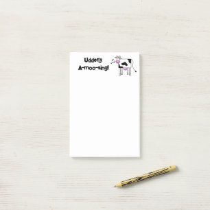 Udderly A-moo-sing Singing Koe Pun Cartoon Design Post-it® Notes