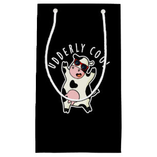 Udderly Cool Funny Koe Pun Dark BG Klein Cadeauzakje