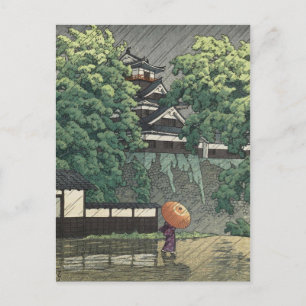 Udo Tower, Kumamoto Castle in Rain - Kawase Hasui Briefkaart
